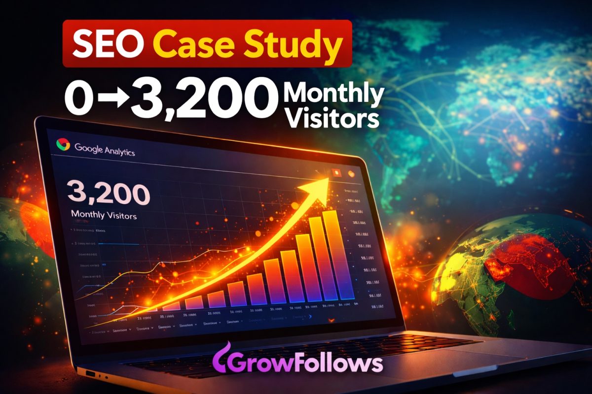 GrowFollows SEO Case Study From 0 to 3,200 Monthly Visitors Using a Bangladesh-to-Global Strategy